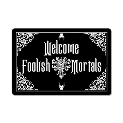 Image of IFHUH Funny Front Door Mat Welcome Foolish Mortals Rubber Non Slip Backing Doormat for Outdoor/Indoor Uses, Low Profile Rug Mats Entry 23.6&quot;(W) X 15.7&quot;(L)
