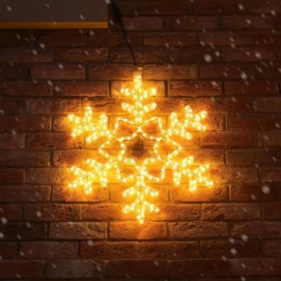 Image of Festive Lights ConnectPro® 63cm Christmas Snowflake Rope Light Silhouette Motif 216 Warm White LED Xmas IP65 Outdoor Static Connectable Wall Decoration Lighting (No Plug)