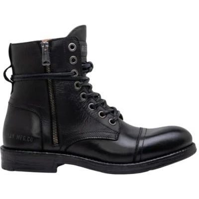 Image of Replay PHIM Laceup ankle boots, Men&#039;s, Size: 7.5, Black Leather
