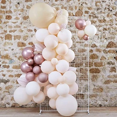 Image of Ginger Ray Dried Pampas Grass, Peach and Rose Gold Chrome DIY Balloon Arch Kit Wedding Party Decorations 70 Pack