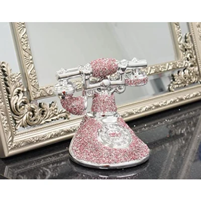 Image of Deenz Pink Crushed Diamond Stunning Telephone Sparkle Ornament Bling Retro Style Gift