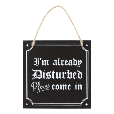 Image of Disturbed Hanging Sign Quirky Door Decor UK, Humorous Home Sign, Funny Wall Plaque Unique and Amusing Addition to Your Living Space!