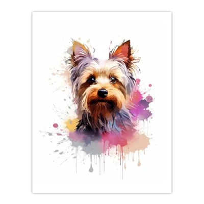 Image of Artery8 Yorkshire Terrier Lovers Gift Watercolour Pet Portrait Painting Artwork Extra Large XL Wall Art Poster Print