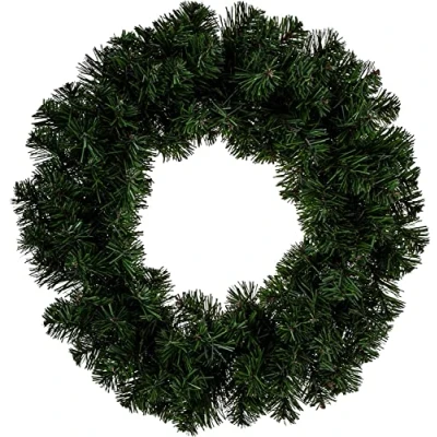 Image of VFM PVC Christmas Wreath With 120 Tips, Artificial, Plain to Decorate, Christmas, Advent, Xmas, Festive, for Door, Table Decor, Centrepiece, Garland, Arts and Crafts, Size: 18/ 45cm in diameter.