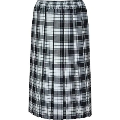 Image of Magritta Ladies Tartan Skirt 27 Inch Length Box Pleated Elasticated Waist UK Size 10 26 (16, Black)