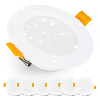 Image of EMOS LED Downlights for Ceiling, 5W/500 Lumens, Warm White 3000K IP54 Waterproof Spot Lights Bathroom etc. Set of 6 Recessed Ceiling Light,