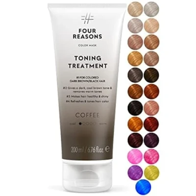 Image of Four Reasons Color Mask Coffee (27 Colors) Toning Treatment, Depositing Conditioner, Tone &amp; Enhance Treated Hair Semi Permanent Dye, Vegan and Cruelty Free, 6.76 fl oz