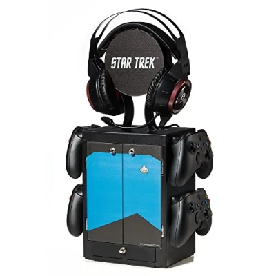Image of Numskull Star Trek Blue Gaming Locker, Controller Holder, Headset Stand for PS5, Xbox Series X S, Nintendo Switch Official Merchandise