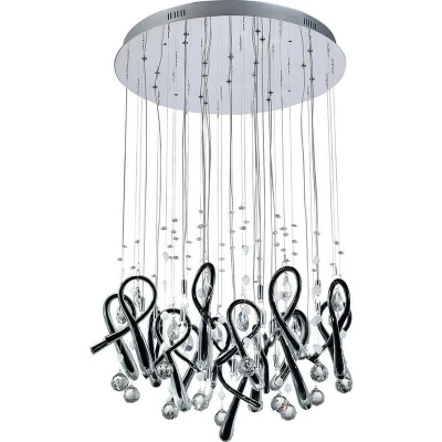 Image of Class Pendant Round 20 Light G4 Polished Chrome/Black Glass/Crystal, NOT LED/CFL Compatible