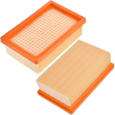 Image of Rebirthcare 2 x flat pleated filter for kärcher 2.863 005.0 4410 wd4 wd5 wd6 mv4 mv5 mv6 p premium kwd4 kwd5 kwd6 knt4 replacement parts karcher wet and dry multi purpose vacuum filters