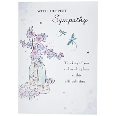 Image of Piccadilly Greetings Group Ltd WONDERFULLY WORDED WITH DEEPEST SYMPATHY GREETING CARD, 7 x 5, whitegreyblack
