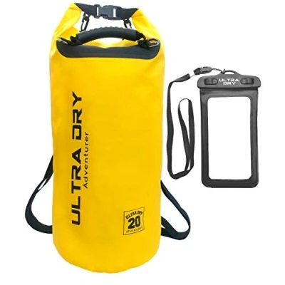 Image of Premium Waterproof Bag, Sack with phone dry bag and long adjustable Shoulder Strap Included, Perfect for Kayaking/Boating/Canoeing/Fishing/Rafting/Swimming/Camping/Snowboarding (Yellow 20 L) …