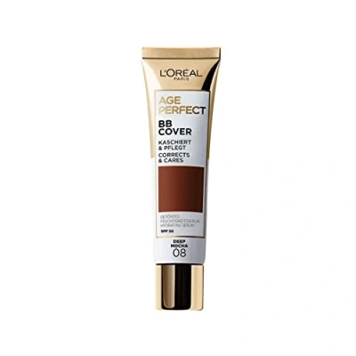 Image of L&#039;Oreal Paris Age Perfect BB Cream 08 Mahogany, light weight, Infused with hydrating serum, Vitamin B3, SPF 50