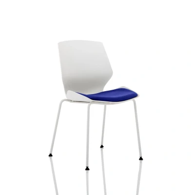 Image of Florence White Frame Visitor Chair in Bespoke Seat Stevia Blue
