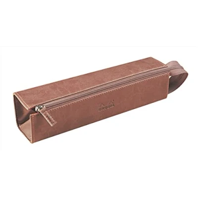 Image of RHODIA 319029C pencil case Rhodiarama Rosewood 23x5x5 cm Flat opening for use as a box Faux leather Storage pens, pencils, markers, small supplies