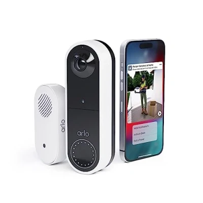 Image of Arlo Essential Wireless Video Doorbell Security Camera &amp; Chime, 1080p HD, 2 Way Audio, Smart Package Motion Detection, Loud Siren, Night Vision, With Free Trial of Secure, AVDK2001