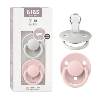 Image of BIBS De Lux Silicone Dummy, 0 3 Years, one Size, Pack of 2 (Haze/Blossom)