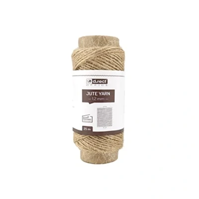 Image of D.RECT 25 m Jute Twine Natural Brown Cord Packing Gift Ribbon Craft Decorative 1.2 mm Thickness For: Packaging, DIY Art, Crafts, Floristry, Decoration