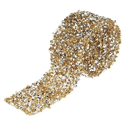 Image of Aigend Diamond Ribbon,Diamond Mesh Wrap Roll Sparkle Crystal Rhinestone Ribbon for Wedding Decoration(Gold)