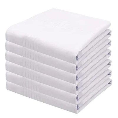 Image of Qtuie Men&#039;s Fabric Handkerchiefs, Cotton White, 40 x cm, Handkerchief, White for Men and Women, Pack of 6, 40x40