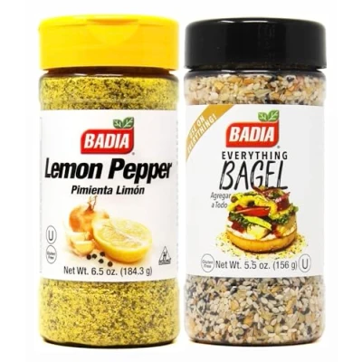 Image of Badia Seasoning Combo Pack LEMON PEPPER 184.3g &amp; Everything BAGEL 156g Twin Gluten Free Each One USE on !