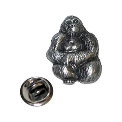 Image of Gorilla Lapel Pin Badge In British Pewter XDHLP1378