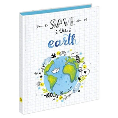Image of VELOFLEX Save The Earth 1144981 Ring Binder, DIN A4, with 2 Mechanism, Filling Height 15 mm, Made of Recyclable Cardboard, School Pack 1