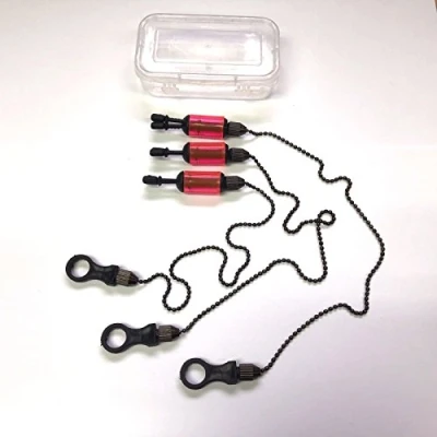 Image of 3 x Carp Coarse Fishing Chain Bite Alarm Bobbings Swingers Indicators BOX (Orange)