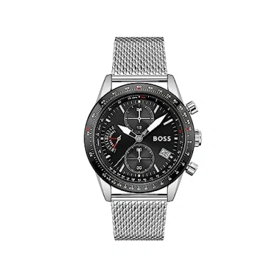 Image of BOSS Chronograph Quartz Watch for Men with Silver Stainless Steel mesh Bracelet 1513886