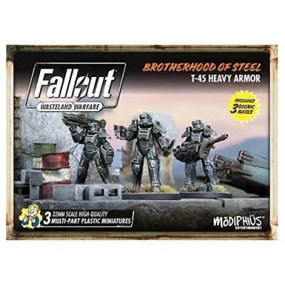 Image of Fallout Wasteland Warfare: Brotherhood of Steel Heavy Armor (T45) 3 Miniatures, 32mm Unpainted Figures