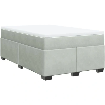 Image of vidaXL Box Spring Bed with Mattress Light Grey 120x200 cm Velvet