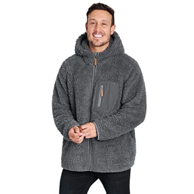 Image of CityComfort Mens Fleece Hoodie, Fluffy Zip Up Jacket (Grey, 2XL)