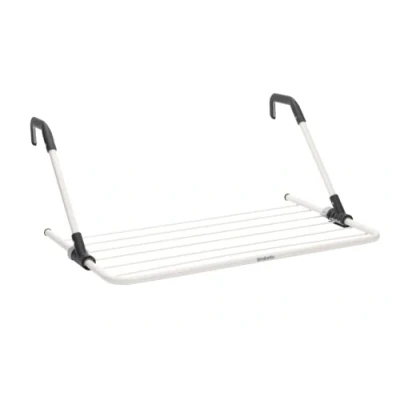 Image of Brabantia Hanging Drying Rack 4.5m of Clothes Line Adjustable Arms Smart Lock Remembers Last Used Setting Space Efficient Easy Storage White 68 x 44cm