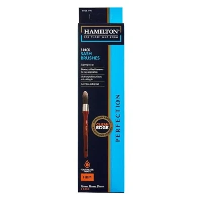 Image of Hamilton 3 Pack Clean Edge Synthetic Firm Bristle Sash Paint Brush Set