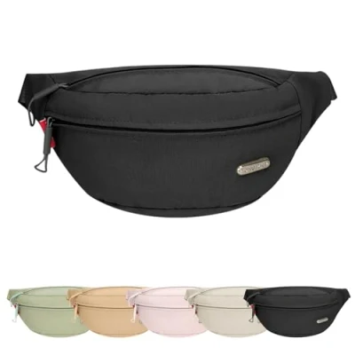 Image of Mayoii Lightweight Bum Bag for Travel Sport Hiking Stylish Bumbags Ladies and Men Water Resistant Fanny Pack Women Adjustable Waist Belt (1, Black, One Size)