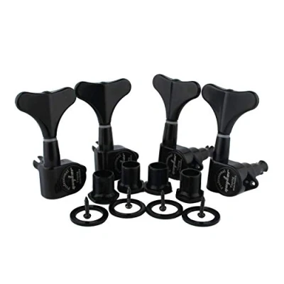 Image of Guyker Guitar Bass Tuners (4 for Right) 1:17 Ratio Headstock Sealed Tuning Key Pegs Machine Head Replacement Electric Jazz or Precision Instruments Black