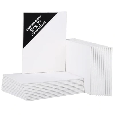 Image of Belle Vous Blank Canvas (24 Pack) 13 x 18cm (5 7 inches) Small Pre Stretched Panel Boards Suitable for Acrylic and Oil Painting Also Sketching Drawing