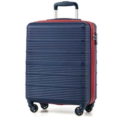 Image of COOLIFE Cabin Suitcase 55x40x20cm for EasyJet Airlines Carry on Hand Luggage Hard Shell Lightweight with TSA Lock and 4 Spinner Wheels (Blue/Red, 55x40x20cm)