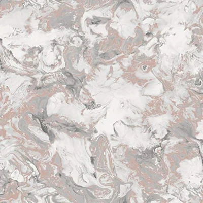 Image of Y�L Elixir Liquid Marble Effect Wallpaper Rose Gold Silver Metallic Shimmer