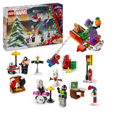 Image of LEGO Marvel Spider Man Advent Calendar 2024, Buildable Christmas Countdown Toy for Kids, with 24 Super Hero Surprises Including 5 Minifigures, Festive Gift 7 Plus Year Old Boys and Girls 76293