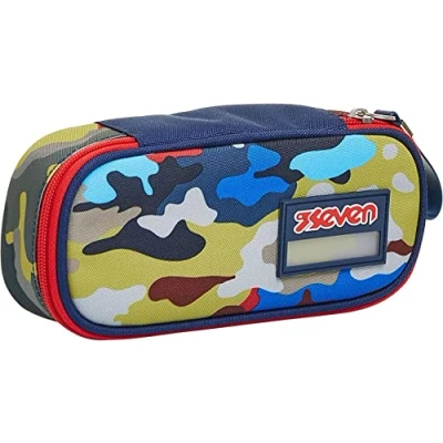 Image of Seven Pencil case Pen bag, multicolor, Box for Stationery, Pouch Teen Girls and Boys, Perfect School Supplies, blue, CAMO STAINS