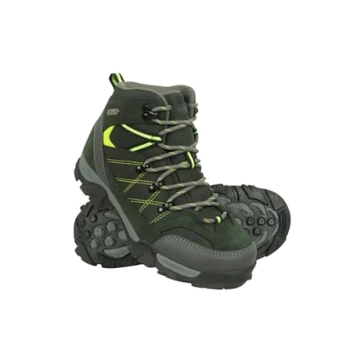 Image of Mountain Warehouse Trail Kids Waterproof Boots Synthetic Mesh Upper Girls &amp; Boys Shoes, EVA Footbed, High Traction Best for Spring Summer, Hiking Outdoors Lime Shoe Size 4