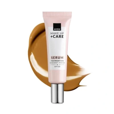 Image of Avon Serum Foundation 30ml, SPF 30, Infused Formula for Light Medium Coverage, Locks in Moisture, Cruelty Free, Deep Tan