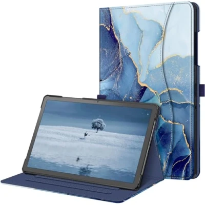 Image of FINTIE Case for Samsung Galaxy Tab A9 Plus / A9+ 11 Inch 2023 Model (SM X210/ X216/ X218), Multi Angle Viewing Smart Stand Cover with Pocket Auto Wake/Sleep, Ocean Marble