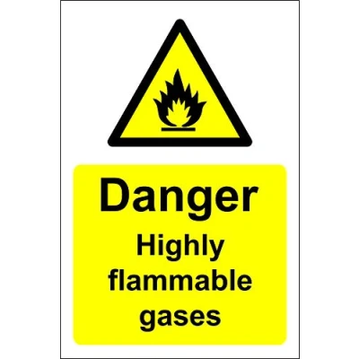 Image of Danger highly flammable gases Safety sign 1.2mm Rigid plastic 300mm x 200mm