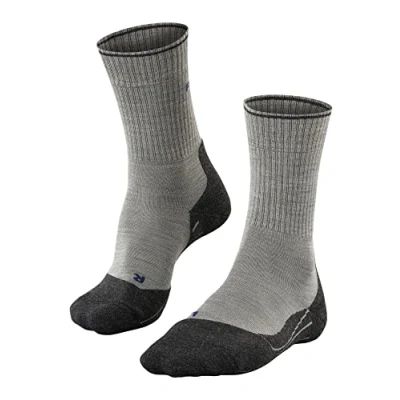 Image of FALKE Women&#039;s TK2 Explore Wool Silk W SO Thermo Regulated Thick Anti Blister 1 Pair Hiking Socks, Grey (Light 3400), 7 8