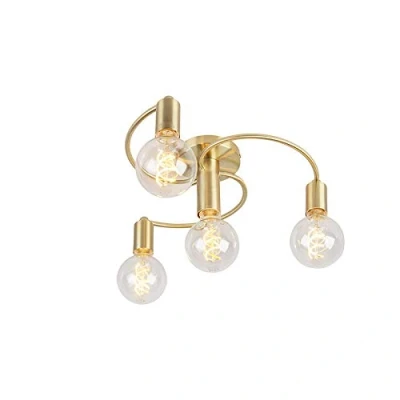 Image of Qazqa Art Deco Ceiling Lamp I Flush Light Brass 4 Facil Suitable for LED E27 Steel Living Room Kitchen Bedroom