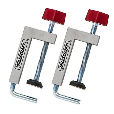 Image of Milescraft 4009 Fence Clamps 2 Pack Universal with 3/8&quot; Rod for Table Saws, Mitre Router Tables and Clamping Squares