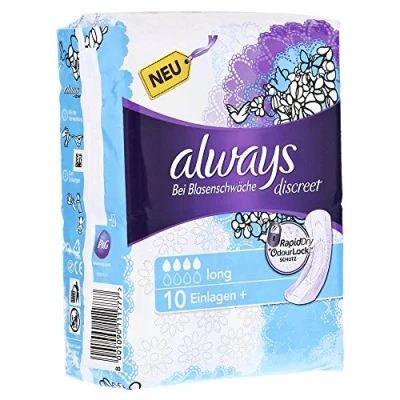 Image of Always Discreet Women&#039;s Long Incontinence Pads (10 Pads) Strong Protection You Barely Feel