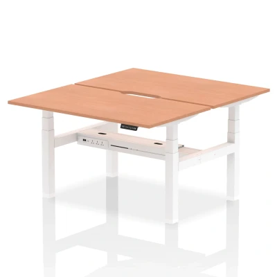 Image of Air B2B 1400x800 Adjustable 2P Bench Desk Scalloped Beech/White